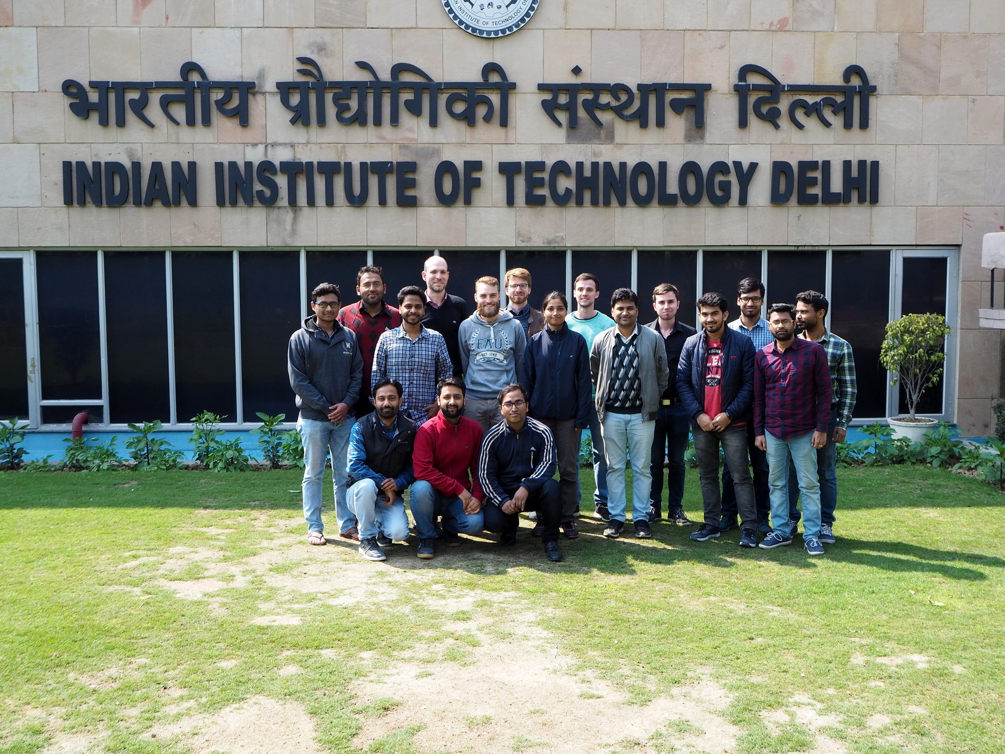 Group photo of seventeen researchers at the Indian Institute of Technology Delhi.